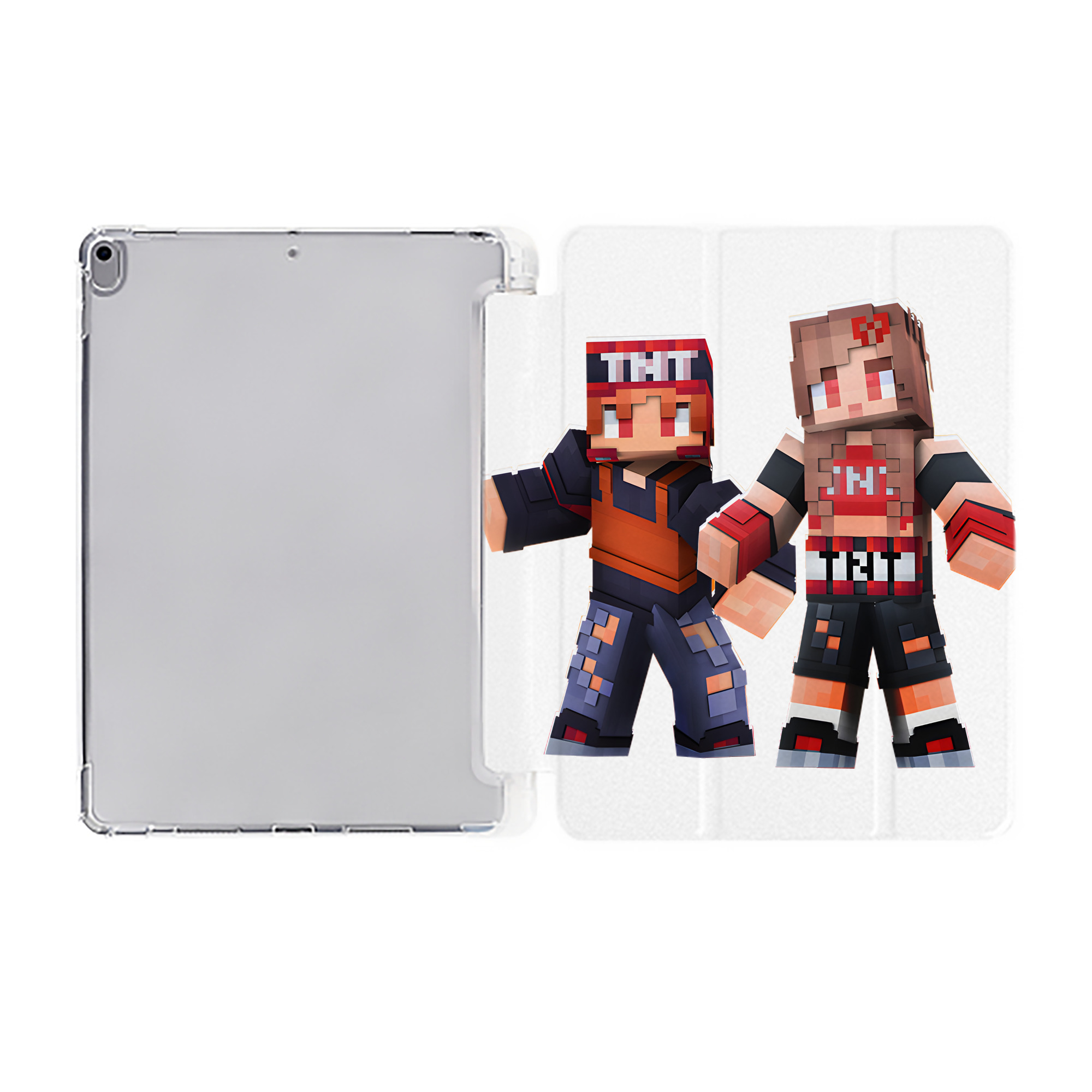 （画像用） マインクラフト ブロックの世界 Minecraft MC Block world IPad ケース ペン収納付き 三つ折りスタンド PUレザー×シリコン 対応機種9.5/10.5/10.9インチ